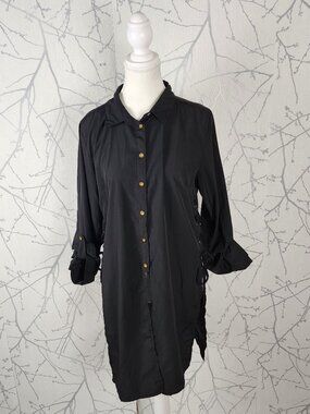 True Destiny Lace Up Side Button Front Shirt Dress